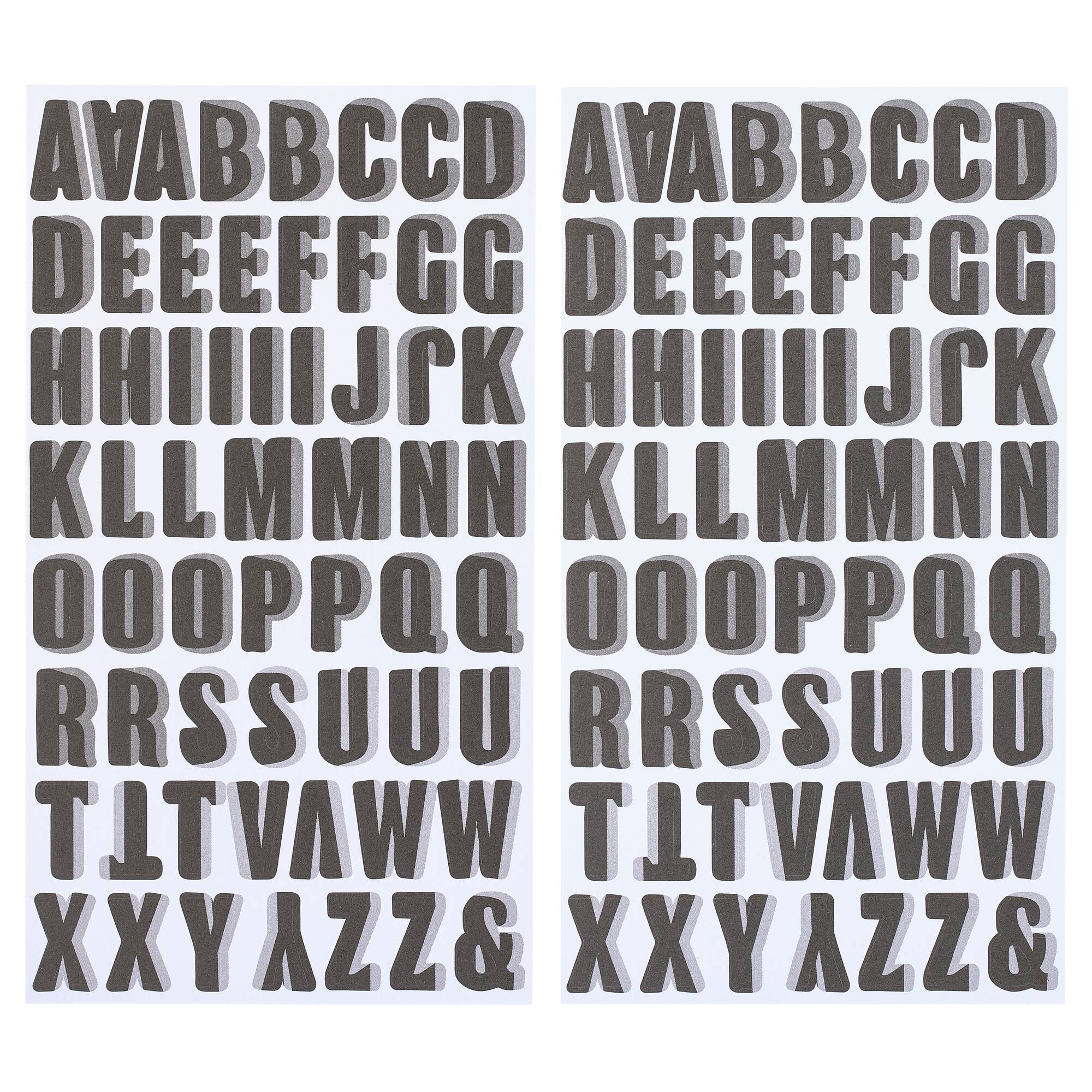 12 Packs: 120 ct. (1440 total) Black Block Alphabet Stickers with Gray Shadow By Recollections™